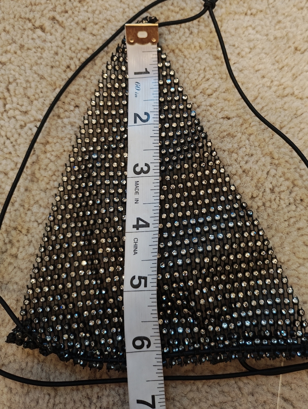 Black Rhinestone Fishnet Chainmail Raver Bikini Top. - Picture 9 of 9